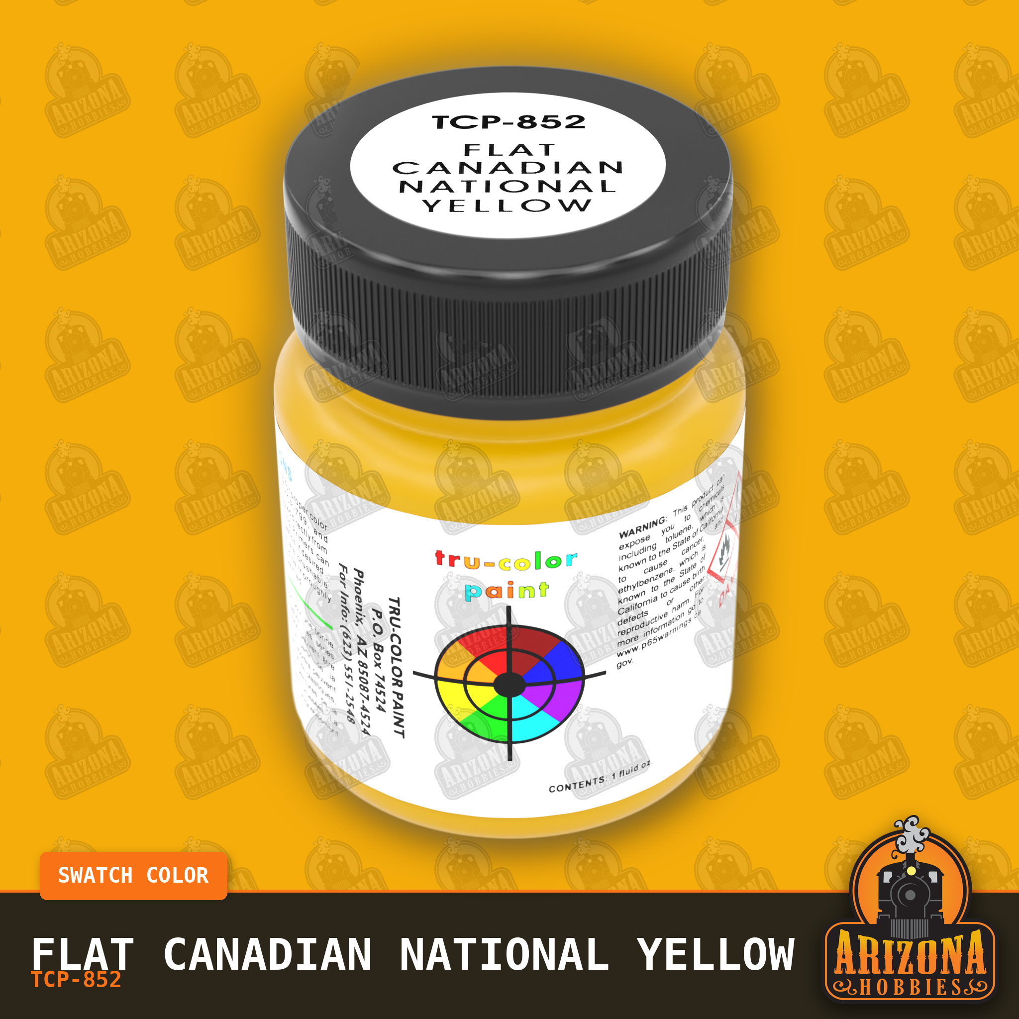 Flat Canadian National YELLOW 1-oz bottle (Paint brush) Tru-Color Paint-with color swatch-Arizona Hobbies