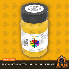 Flat Canadian National YELLOW 2-oz bottle (Paint brush) Tru-Color Paint SPECIAL ORDER ONLY-with color swatch-Arizona Hobbies