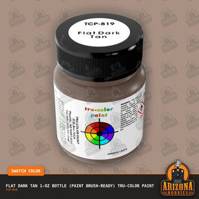 Flat DARK TAN 1-oz bottle (Paint brush) Tru-Color Paint-with color swatch-Arizona Hobbies