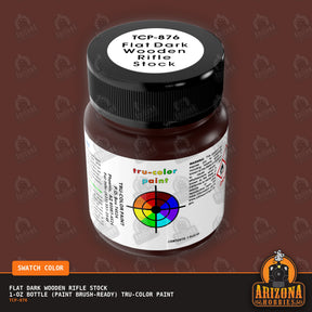 Flat DARK WOODEN RIFLE STOCK 1-oz bottle (Paint brush) Tru-Color Paint-with color swatch-Arizona Hobbies