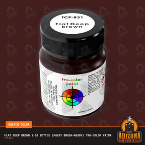 Flat DEEP BROWN 1-oz bottle (Paint brush) Tru-Color Paint-with color swatch-Arizona Hobbies