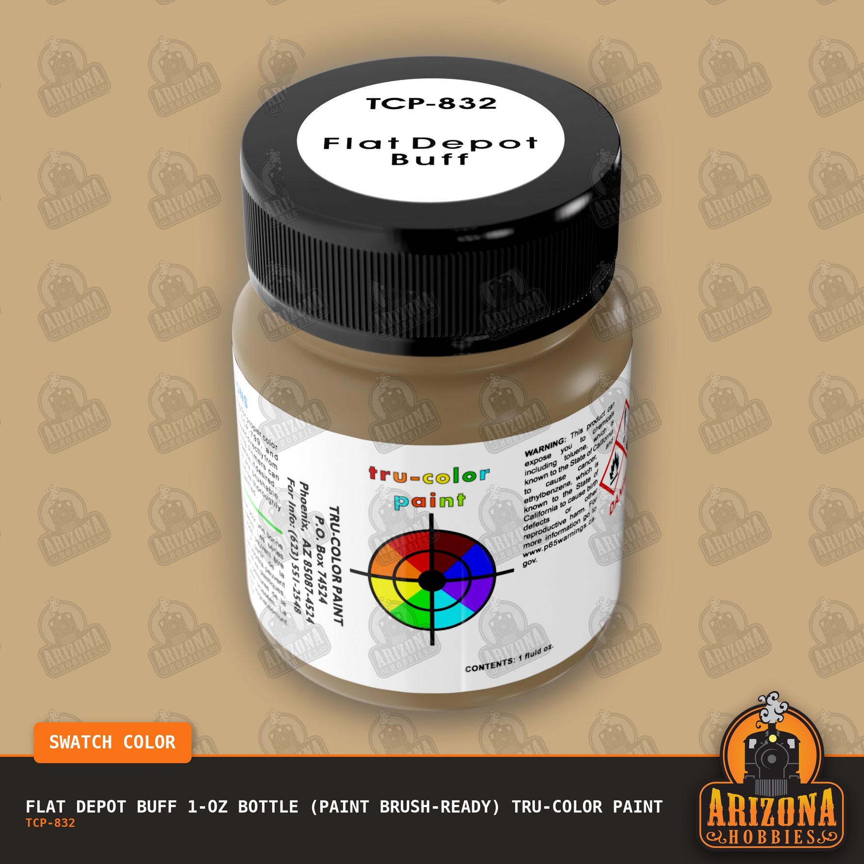 Flat DEPOT BUFF 1-oz bottle (Paint brush) Tru-Color Paint-with color swatch-Arizona Hobbies