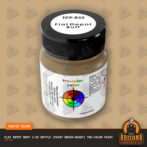 Flat DEPOT BUFF 1-oz bottle (Paint brush) Tru-Color Paint-with color swatch-Arizona Hobbies