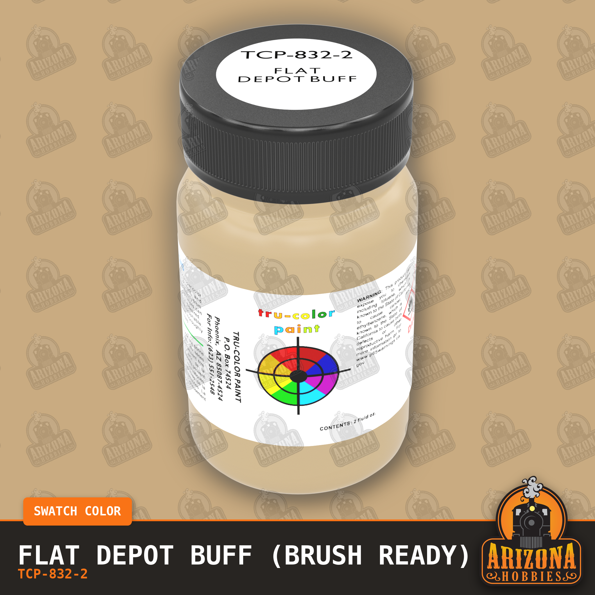 Flat DEPOT BUFF 2-oz bottle (Paint brush) Tru-Color Paint SPECIAL ORDER ONLY-with color swatch-Arizona Hobbies