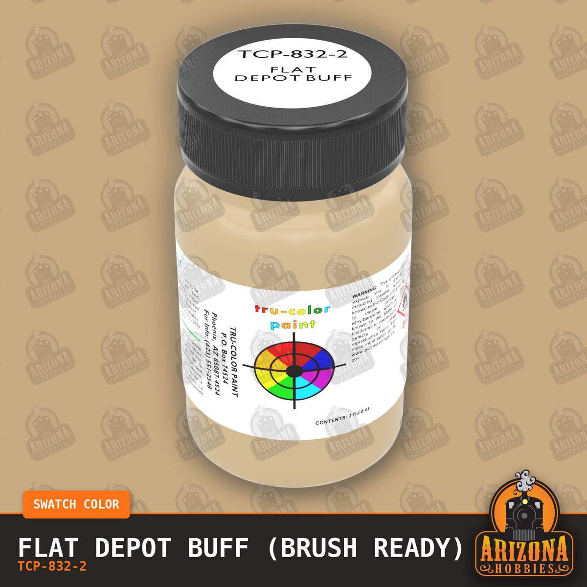 Flat DEPOT BUFF 2-oz bottle (Paint brush) Tru-Color Paint SPECIAL ORDER ONLY-with color swatch-Arizona Hobbies