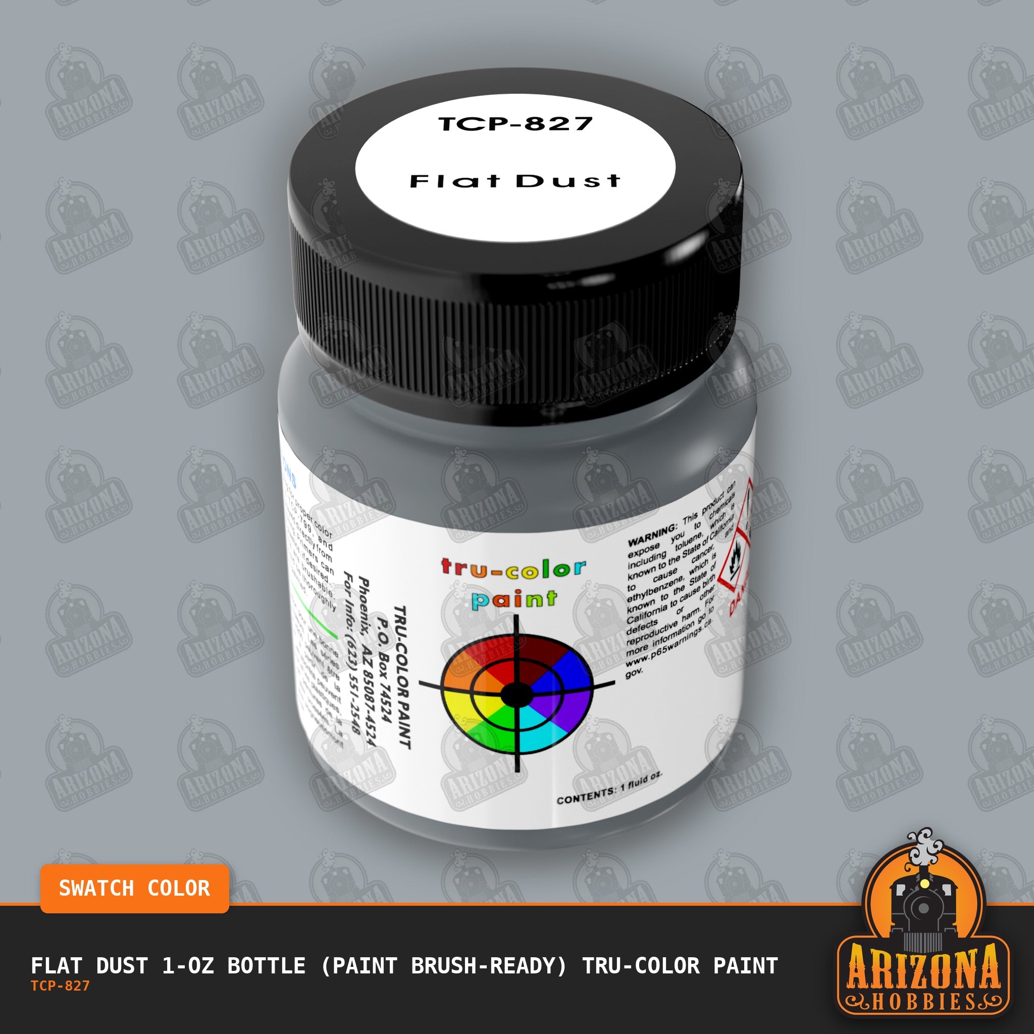 Flat DUST 1-oz bottle (Paint brush) Tru-Color Paint-with color swatch-Arizona Hobbies