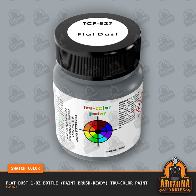 Flat DUST 1-oz bottle (Paint brush) Tru-Color Paint-with color swatch-Arizona Hobbies