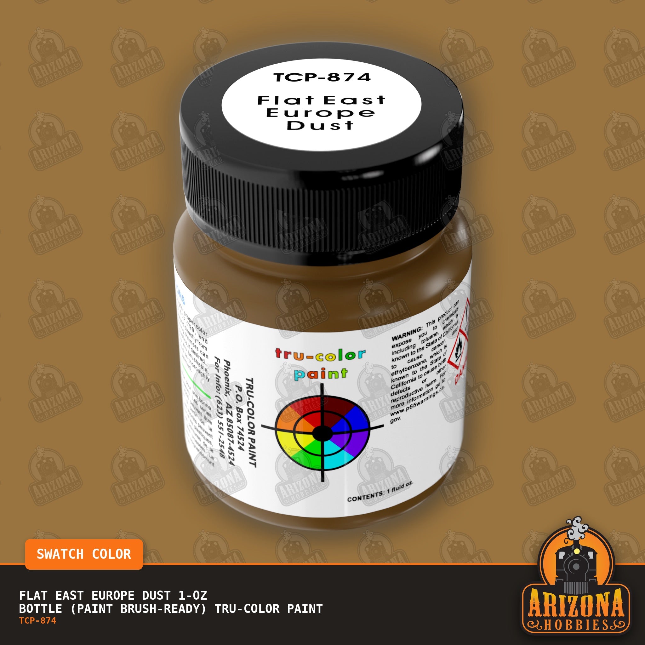 Flat EAST EUROPE DUST 1-oz bottle (Paint brush) Tru-Color Paint-with color swatch-Arizona Hobbies