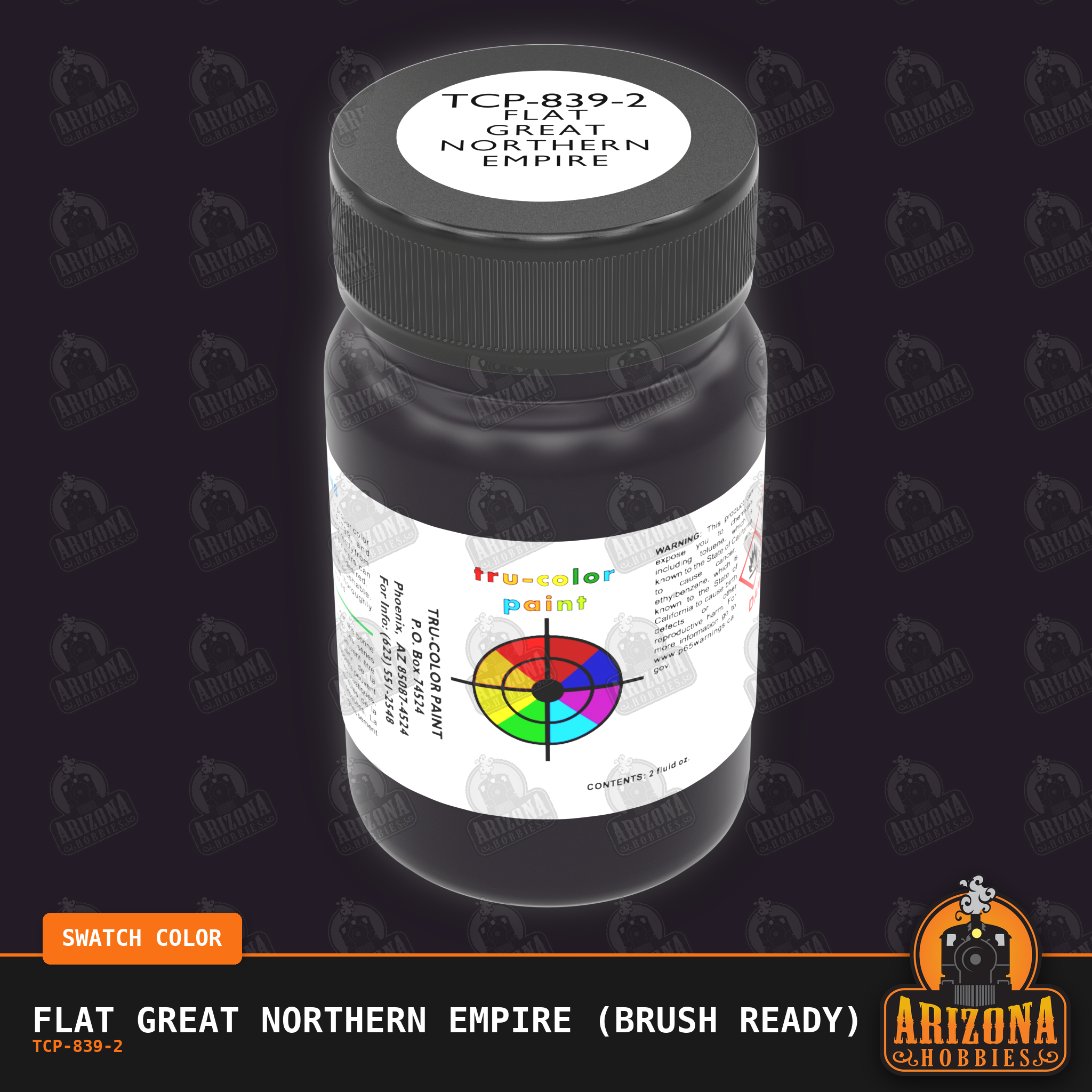 Flat Great Northern EMPIRE BUILDER GREEN 2-oz bottle (Paint brush) Tru-Color Paint SPECIAL ORDER ONLY-with color swatch-Arizona Hobbies
