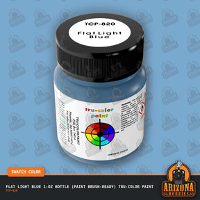 Flat LIGHT BLUE 1-oz bottle (Paint brush) Tru-Color Paint-with color swatch-Arizona Hobbies