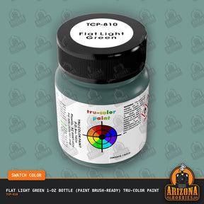 Flat LIGHT GREEN 1-oz bottle (Paint brush) Tru-Color Paint-with color swatch-Arizona Hobbies