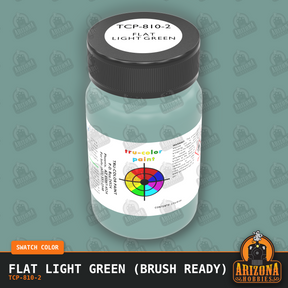 Flat LIGHT GREEN 2-oz bottle (Paint brush) Tru-Color Paint SPECIAL ORDER ONLY-with color swatch-Arizona Hobbies
