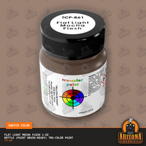 Flat LIGHT MOCHA FLESH 1-oz bottle (Paint brush) Tru-Color Paint-with color swatch-Arizona Hobbies
