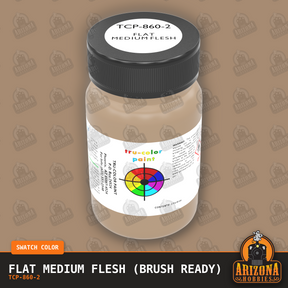 Flat MEDIUM FLESH 2-oz bottle (Paint brush) Tru-Color Paint SPECIAL ORDER ONLY-with color swatch-Arizona Hobbies