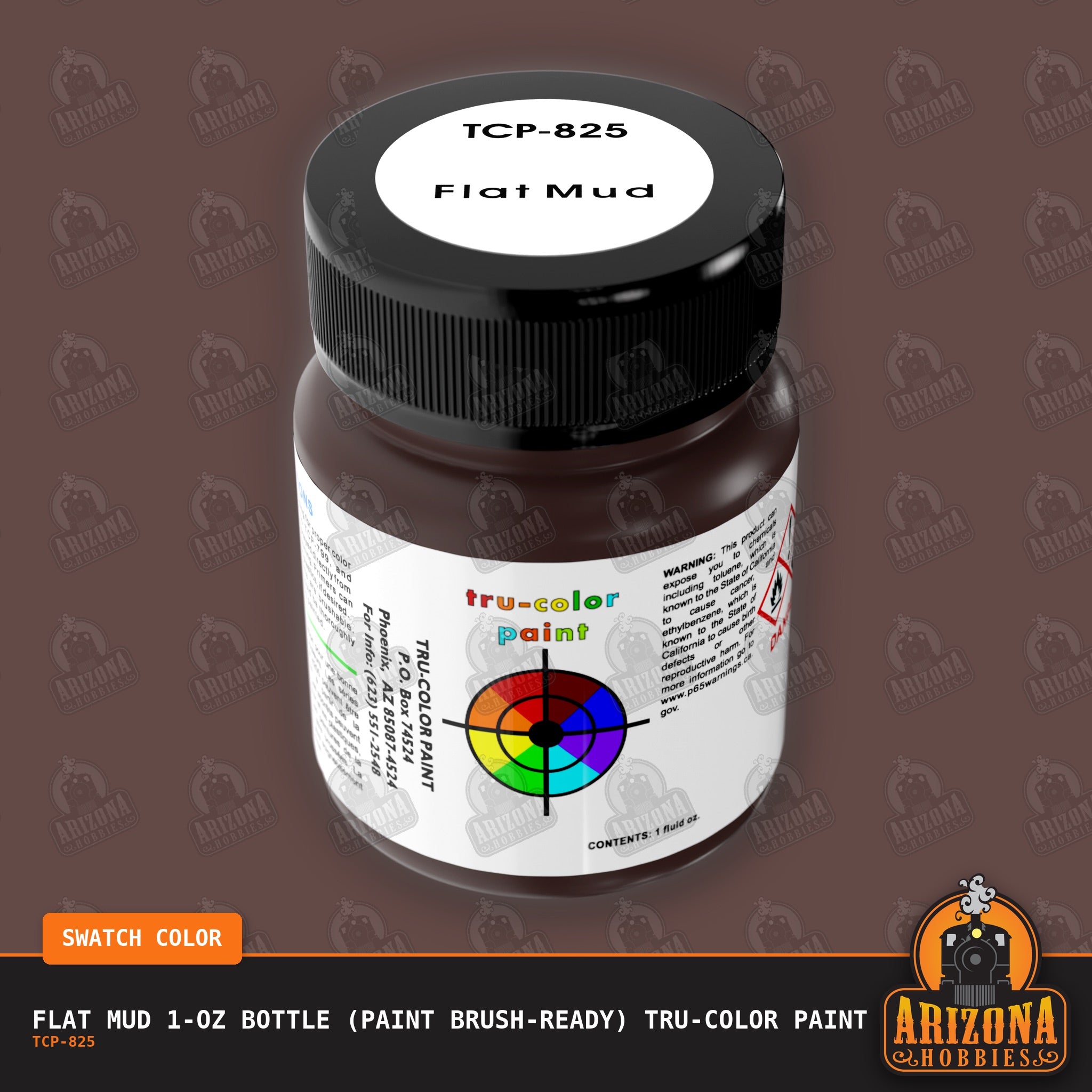 Flat MUD 1-oz bottle (Paint brush) Tru-Color Paint-with color swatch-Arizona Hobbies