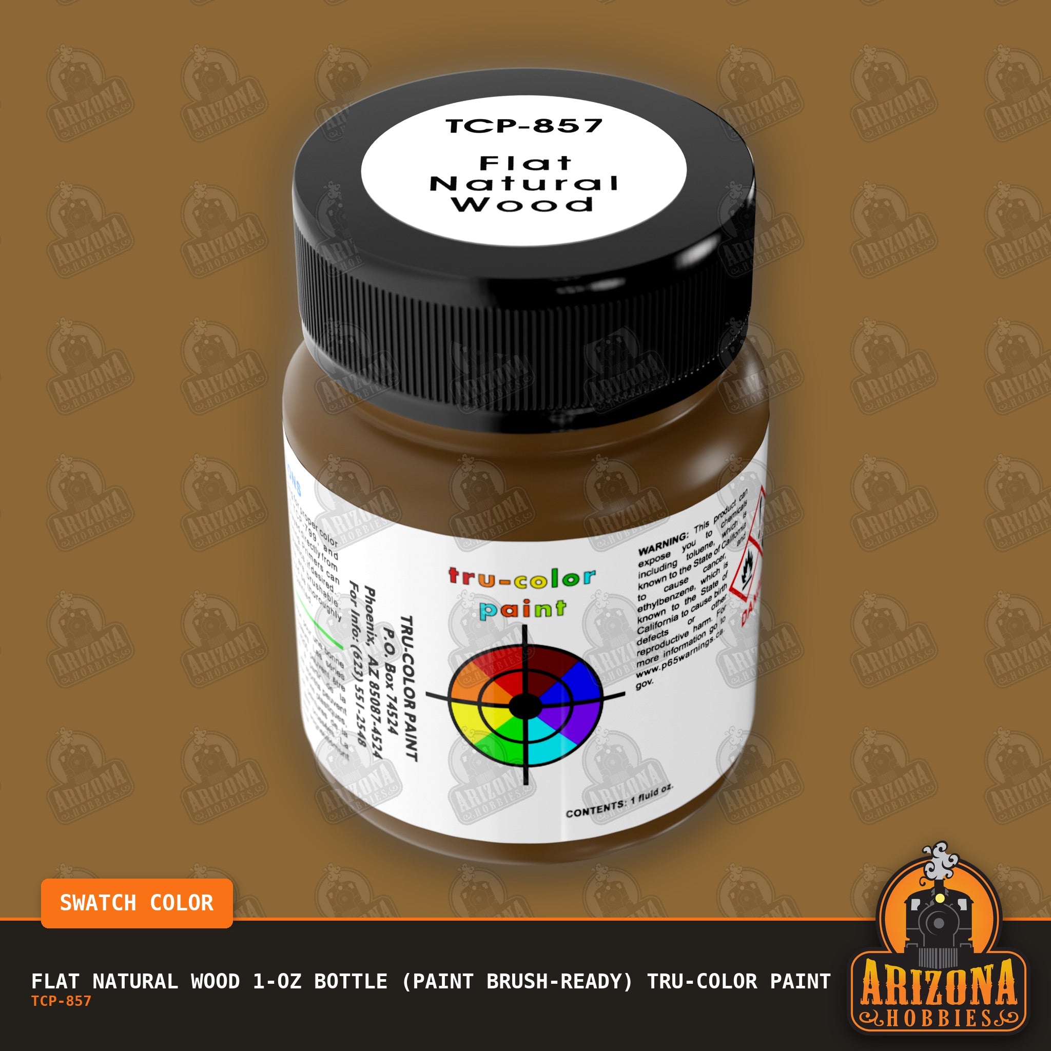 Flat NATURAL WOOD 1-oz bottle (Paint brush) Tru-Color Paint-with color swatch-Arizona Hobbies