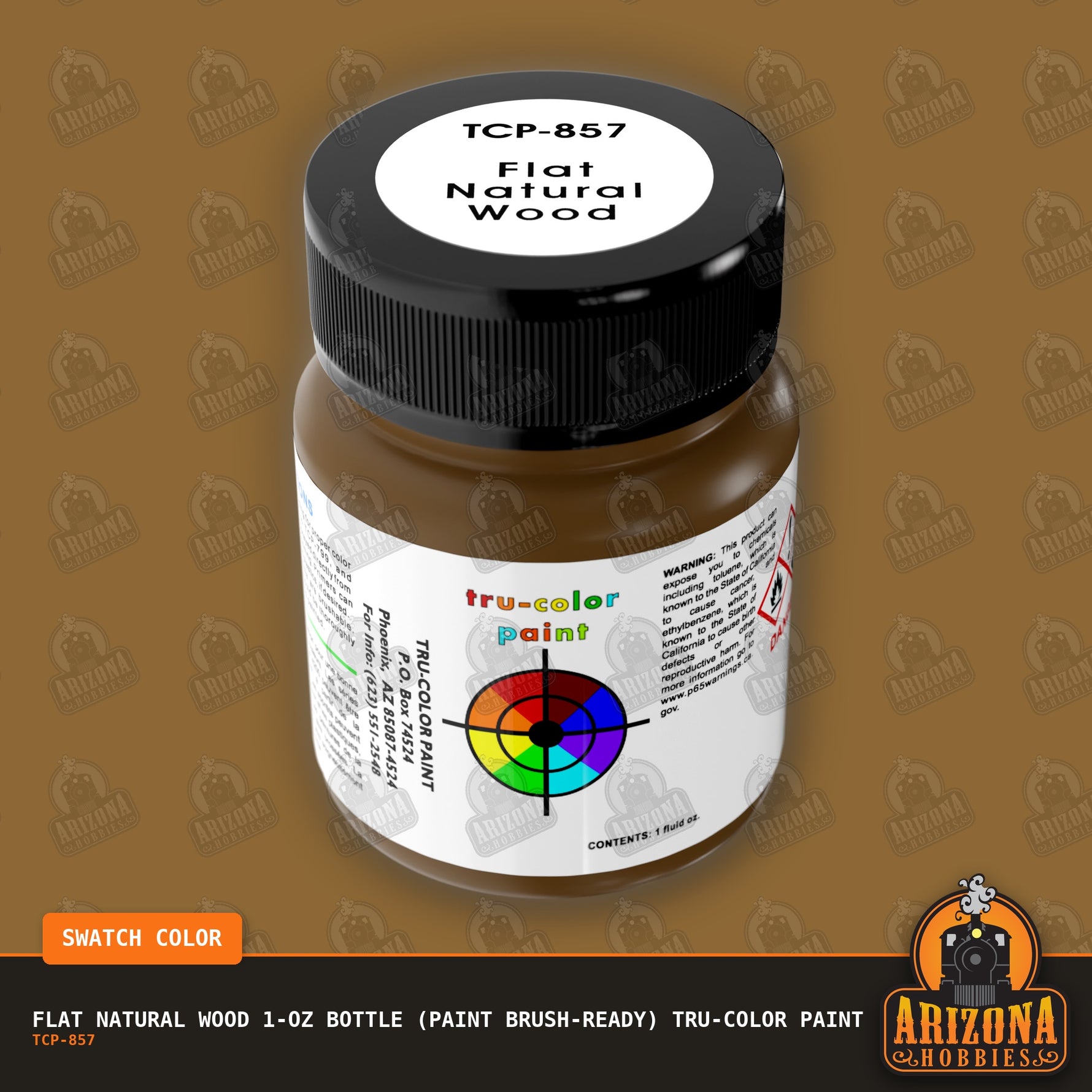 Flat NATURAL WOOD 1-oz bottle (Paint brush) Tru-Color Paint-with color swatch-Arizona Hobbies