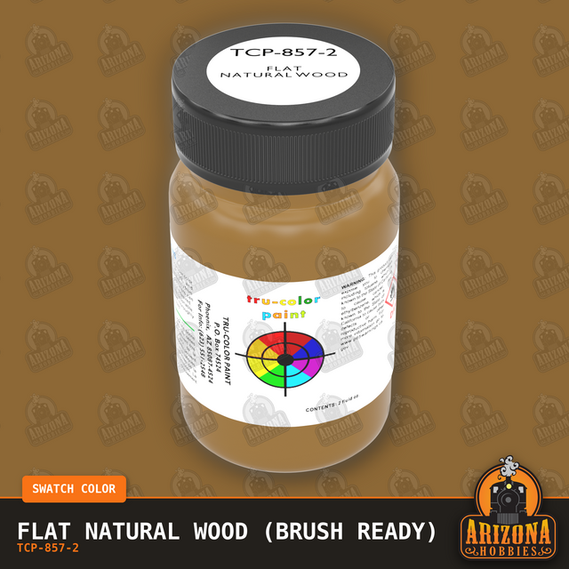 Flat NATURAL WOOD 2-oz bottle (Paint brush) Tru-Color Paint SPECIAL ORDER ONLY-with color swatch-Arizona Hobbies