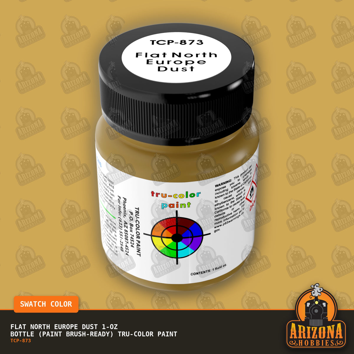 Flat NORTH EUROPE DUST 1-oz bottle (Paint brush) Tru-Color Paint-with color swatch-Arizona Hobbies