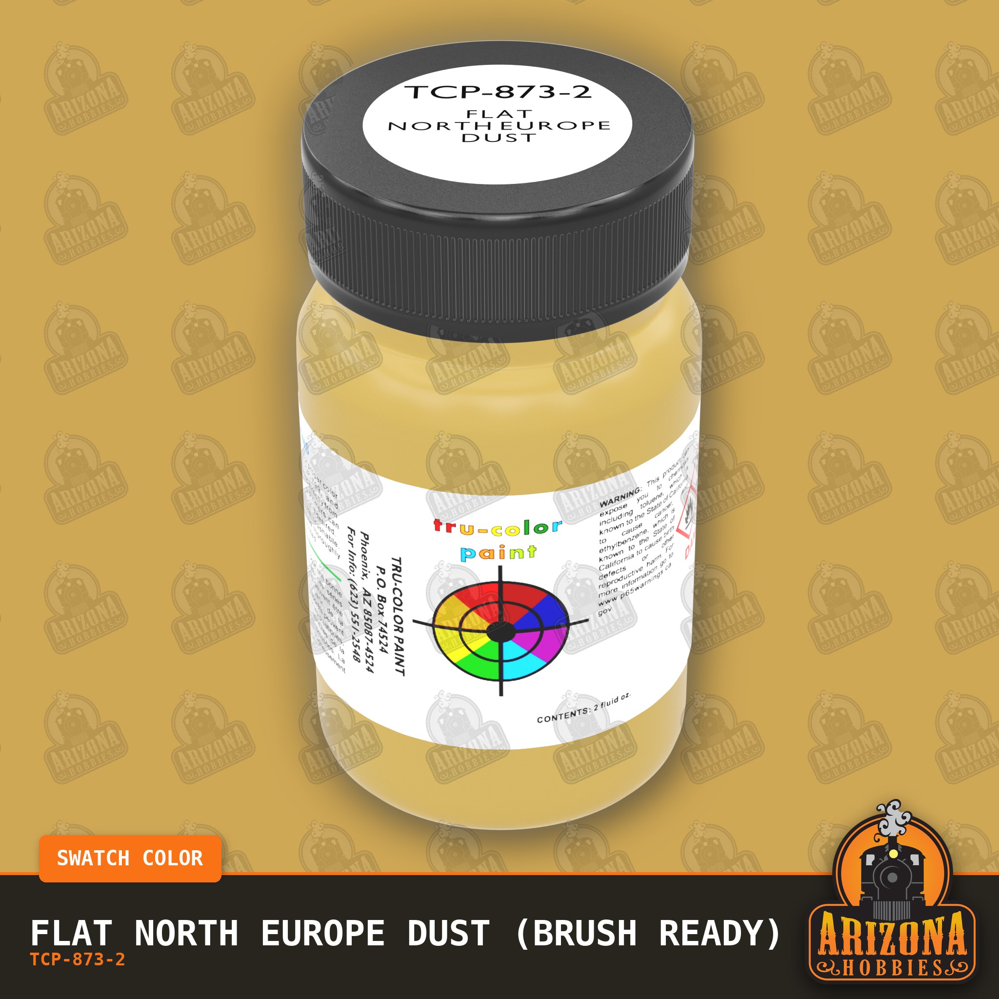 Flat NORTH EUROPE DUST 2-oz bottle (Paint brush) Tru-Color Paint SPECIAL ORDER ONLY-with color swatch-Arizona Hobbies