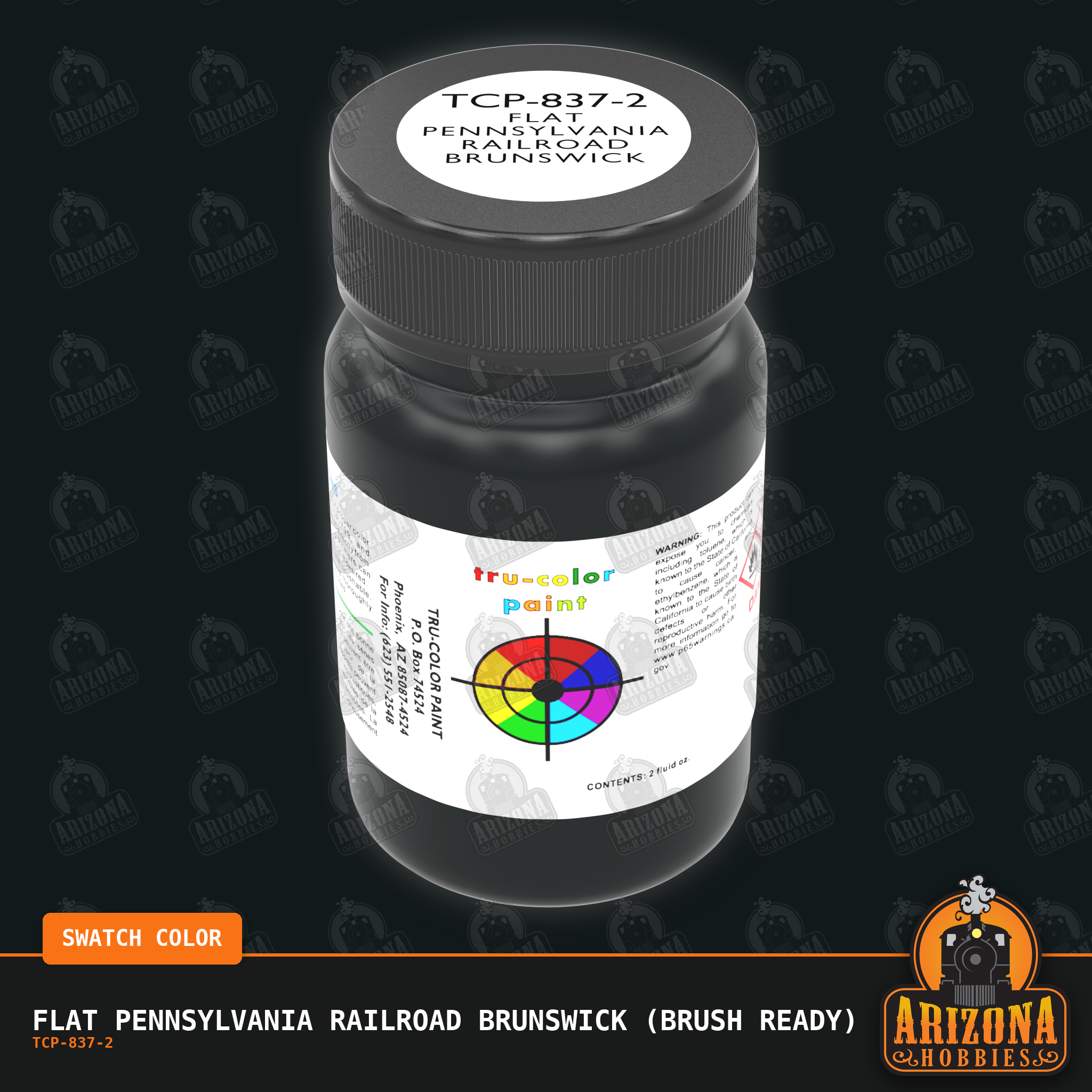 Flat Pennsylvania Railroad BRUNSWICK GREEN 2-oz bottle (Paint brush) Tru-Color Paint SPECIAL ORDER ONLY-with color swatch-Arizona Hobbies