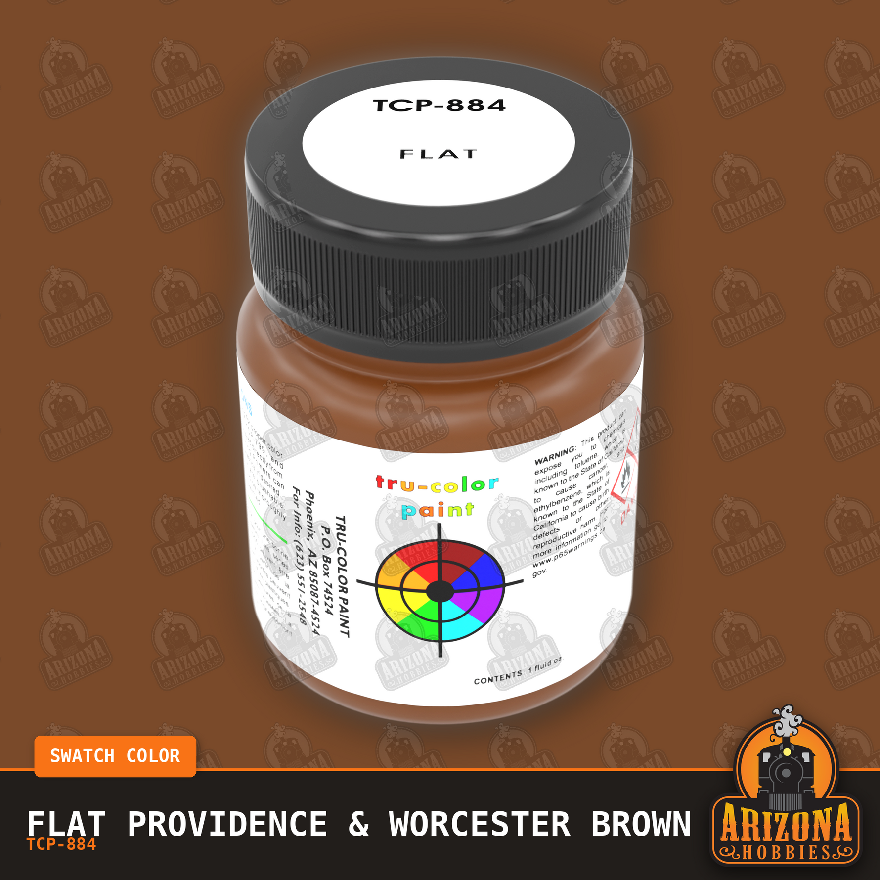 Flat Providence & Worcester BROWN 1-oz bottle (Paint brush) SPECIAL ORDER ONLY-with color swatch-Arizona Hobbies