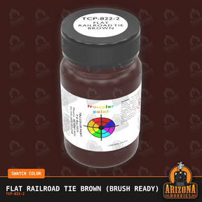 Flat RAILROAD TIE BROWN 2-oz bottle (Paint brush) Tru-Color Paint SPECIAL ORDER ONLY-with color swatch-Arizona Hobbies