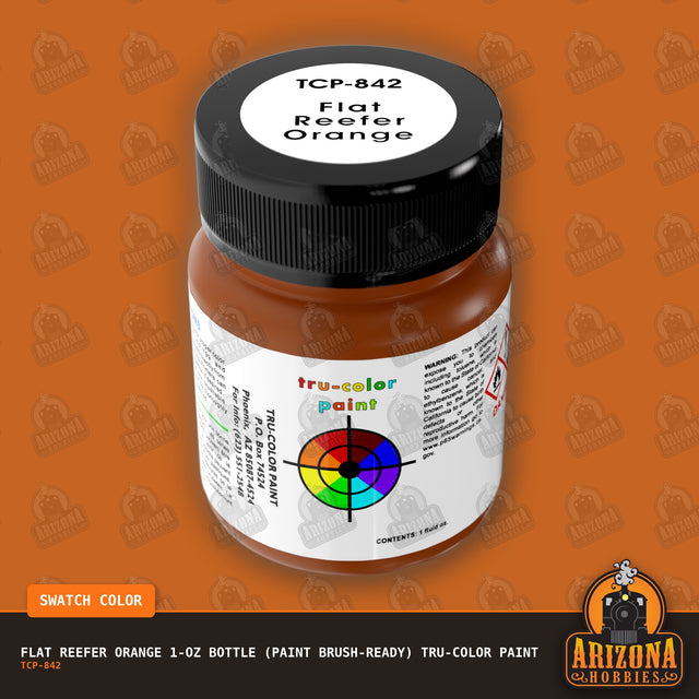 Flat REEFER ORANGE 1-oz bottle (Paint brush) Tru-Color Paint-with color swatch-Arizona Hobbies