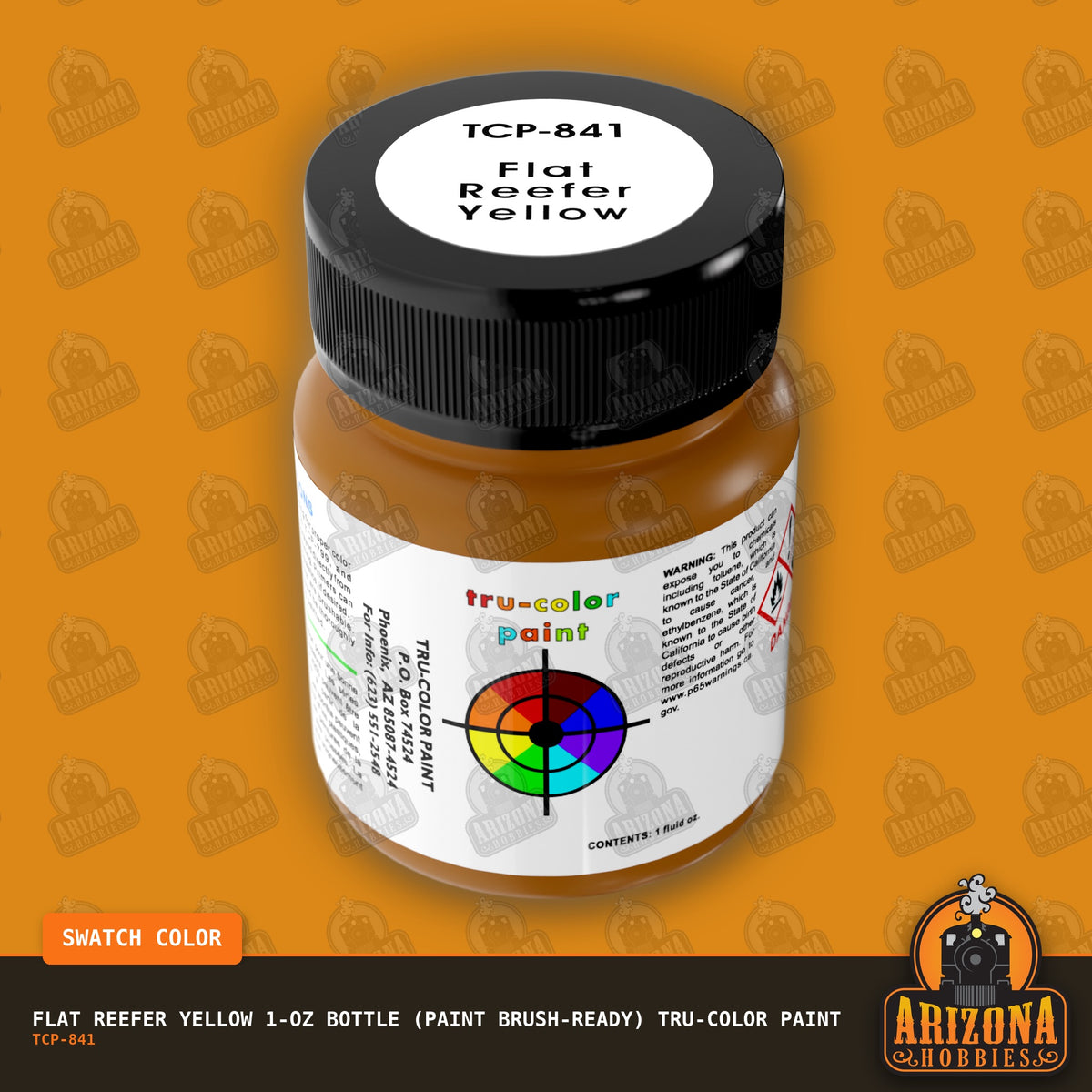 Flat REEFER YELLOW 1-oz bottle (Paint brush) Tru-Color Paint-with color swatch-Arizona Hobbies