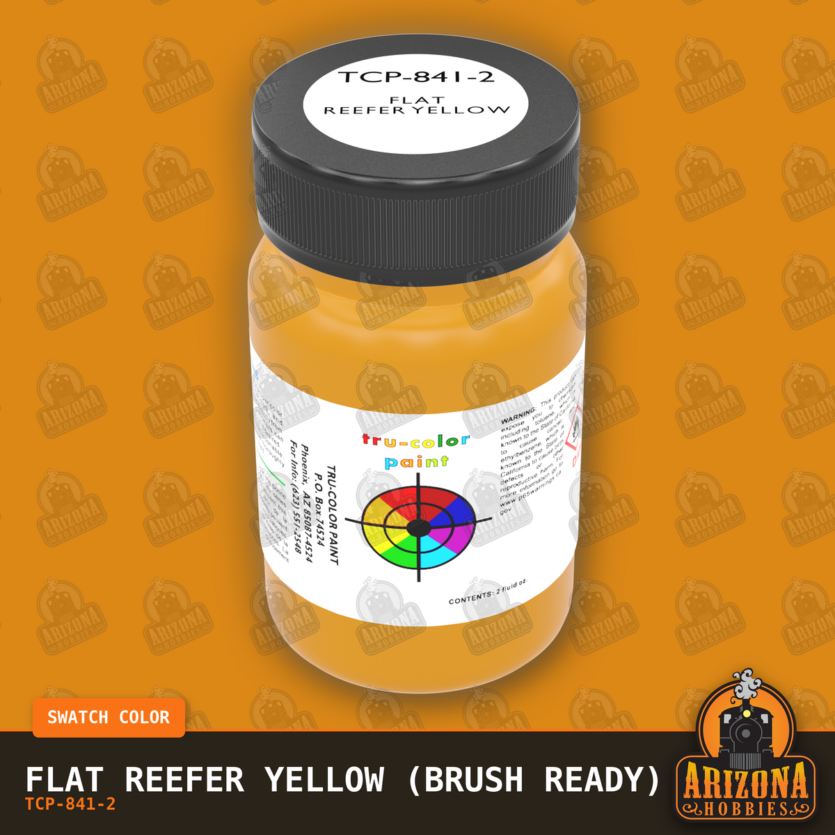 Flat REEFER YELLOW 2-oz bottle (Paint brush) Tru-Color Paint SPECIAL ORDER ONLY-with color swatch-Arizona Hobbies