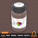 Flat ROOF BROWN 2-oz bottle (Paint brush) Tru-Color Paint SPECIAL ORDER ONLY-with color swatch-Arizona Hobbies