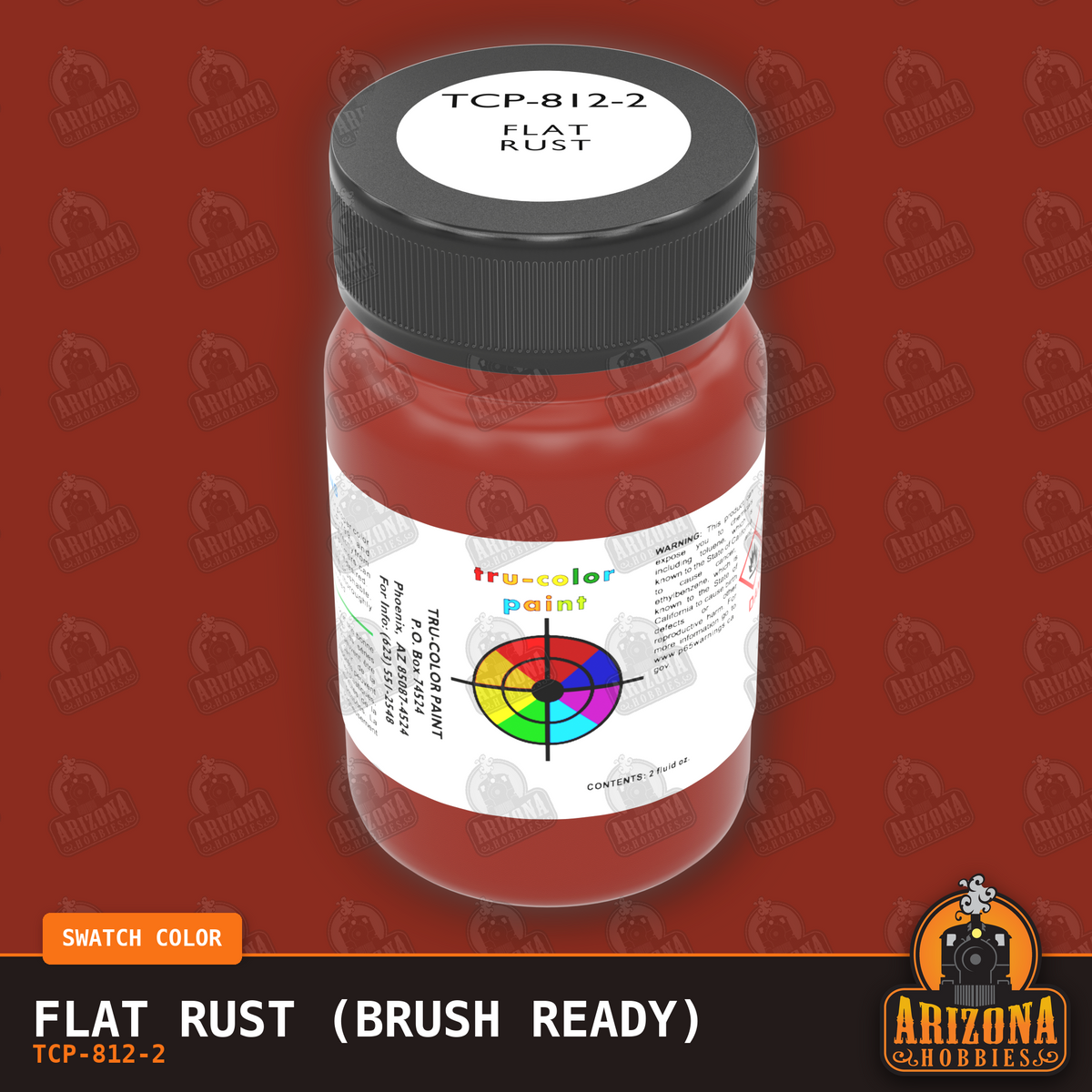 Flat RUST 2-oz bottle (Paint brush) Tru-Color Paint SPECIAL ORDER ONLY-with color swatch-Arizona Hobbies