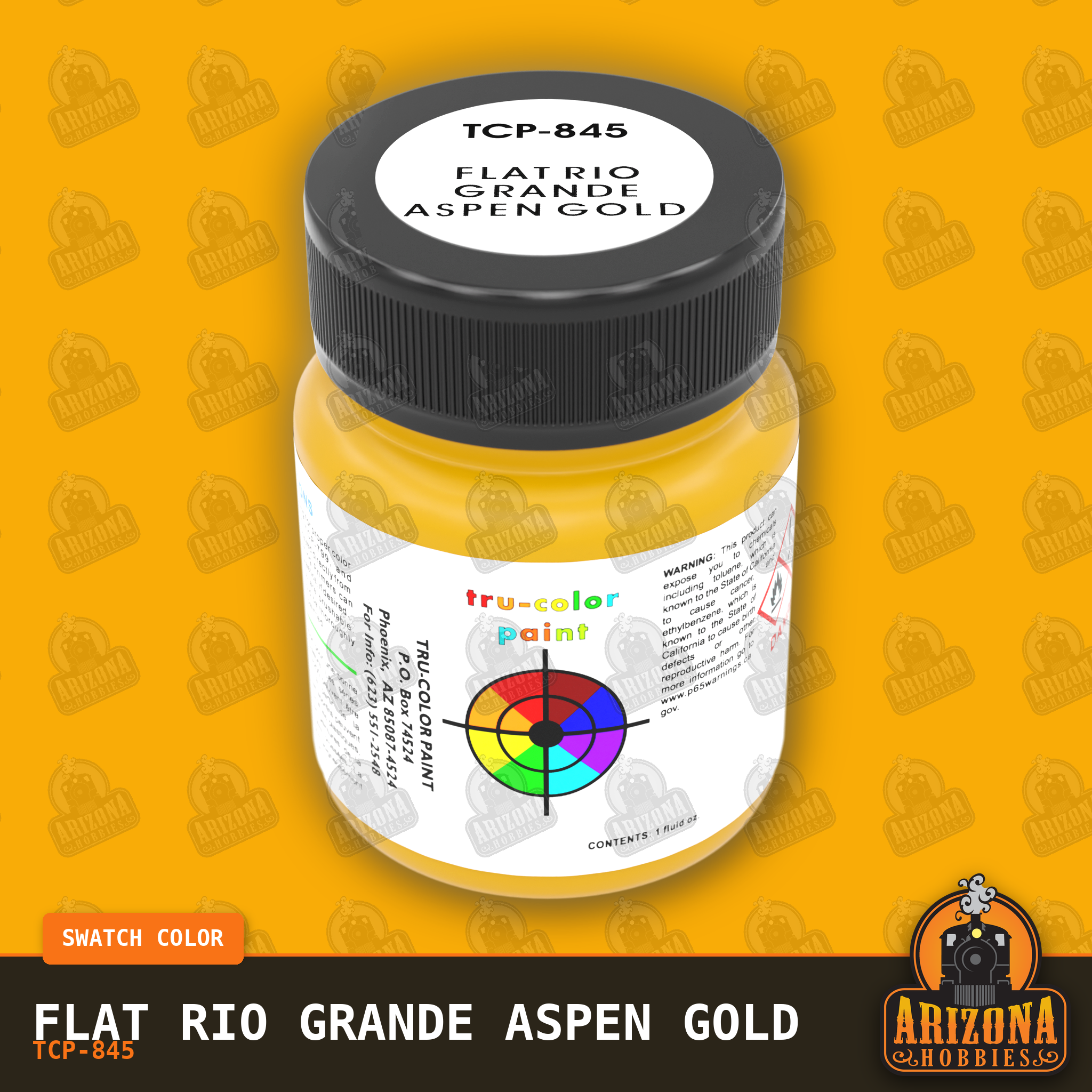 Flat Rio Grande ASPEN GOLD 1-oz bottle (Paint brush) Tru-Color Paint-with color swatch-Arizona Hobbies