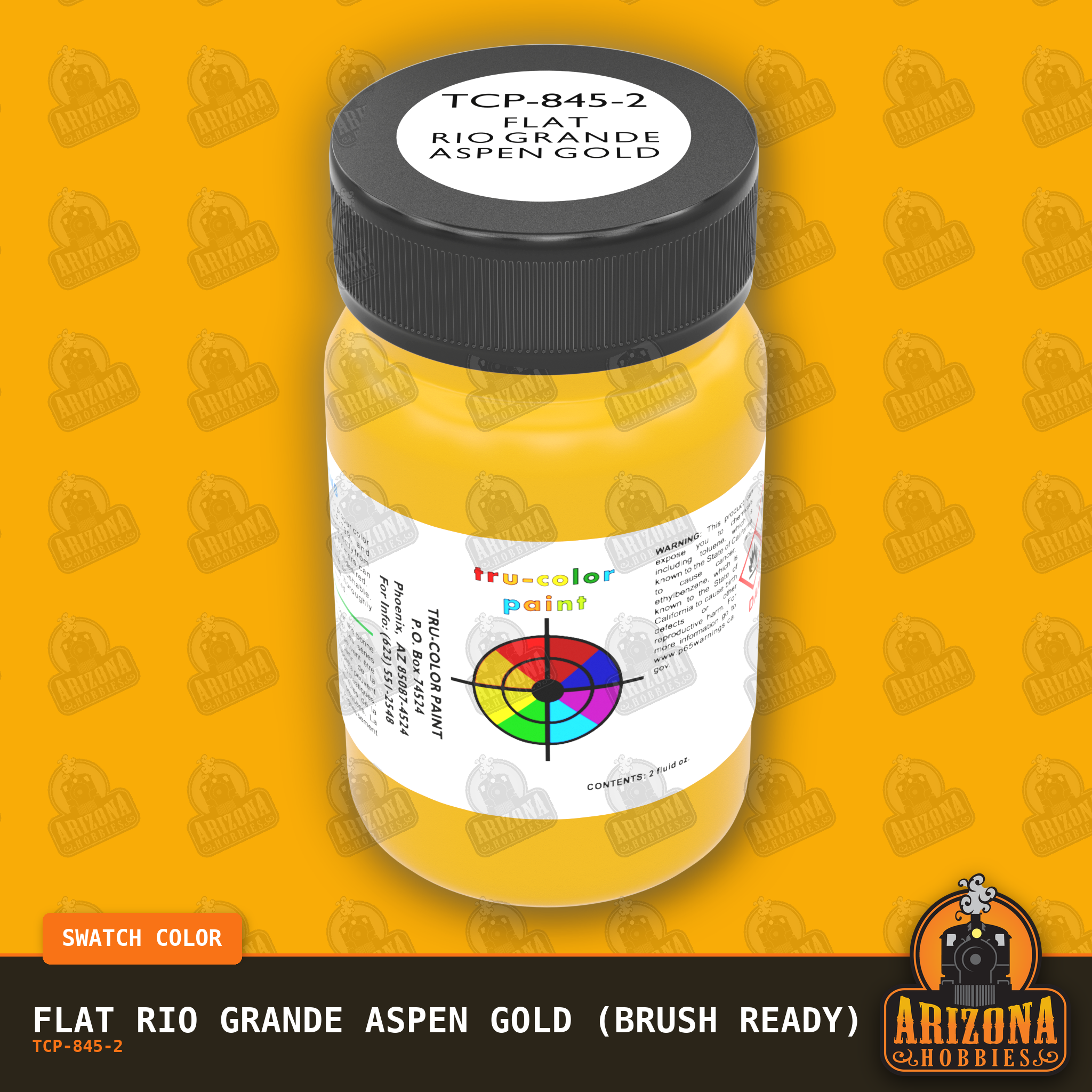 Flat Rio Grande ASPEN GOLD 2-oz bottle (Paint brush) Tru-Color Paint SPECIAL ORDER ONLY-with color swatch-Arizona Hobbies