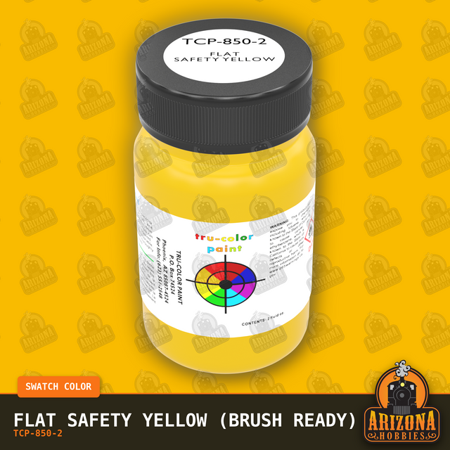 Flat SAFETY YELLOW 2-oz bottle (Paint brush) Tru-Color Paint SPECIAL ORDER ONLY-with color swatch-Arizona Hobbies