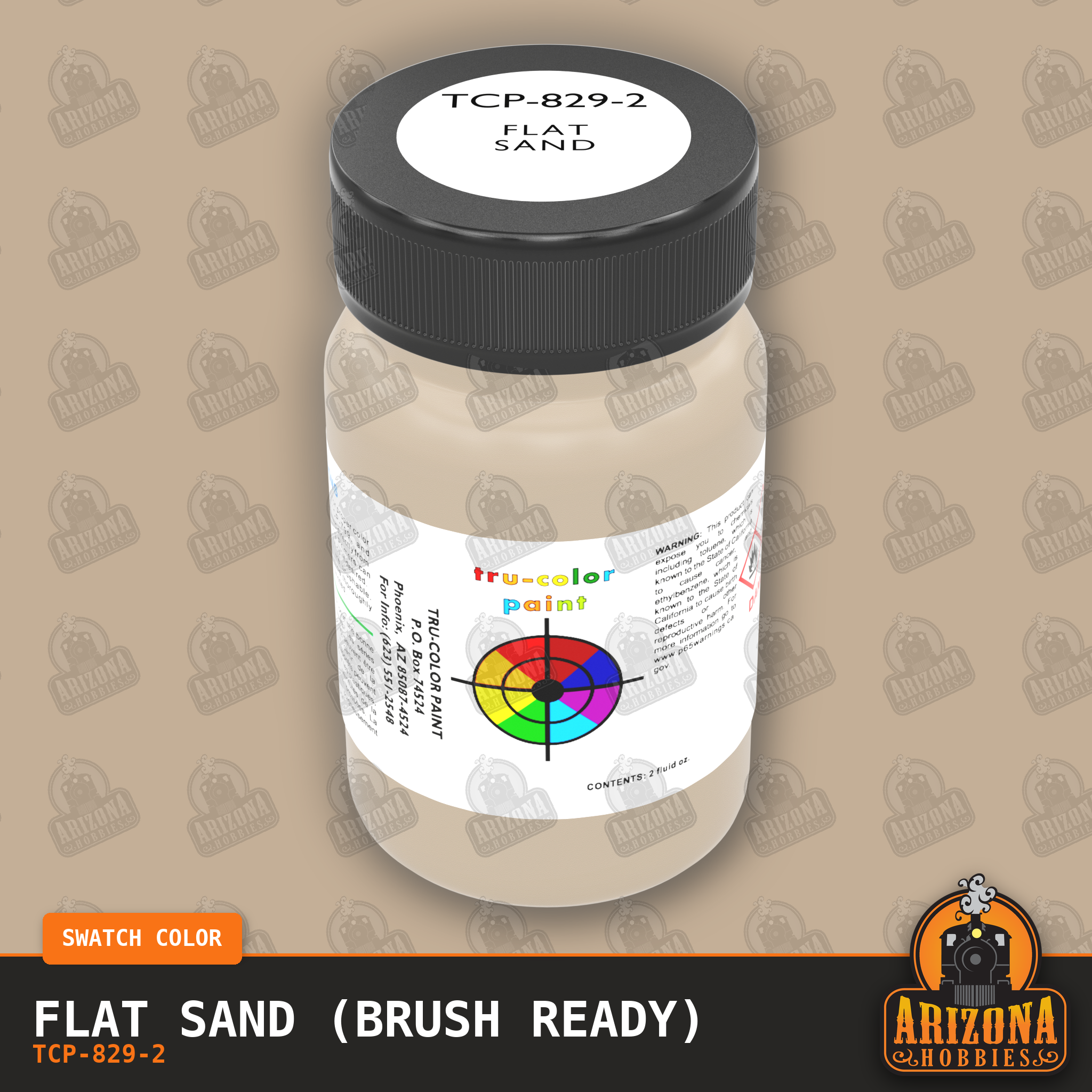 Flat SAND 2-oz bottle (Paint brush) Tru-Color Paint SPECIAL ORDER ONLY-with color swatch-Arizona Hobbies