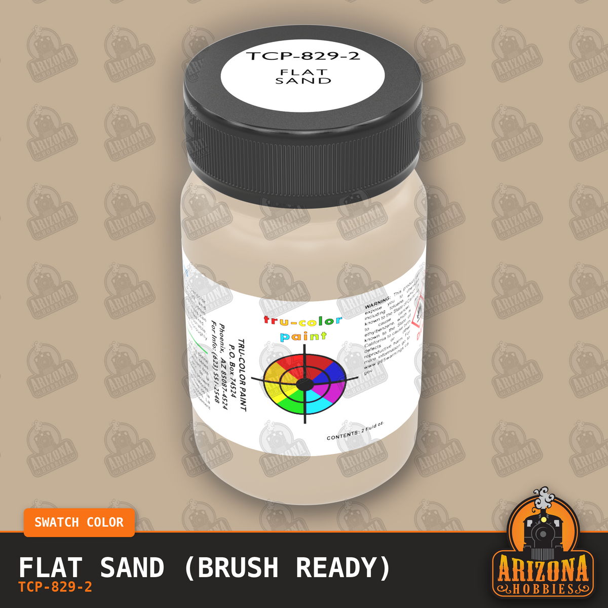 Flat SAND 2-oz bottle (Paint brush) Tru-Color Paint SPECIAL ORDER ONLY-with color swatch-Arizona Hobbies
