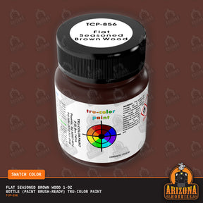 Flat SEASONED BROWN WOOD 1-oz bottle (Paint brush) Tru-Color Paint-with color swatch-Arizona Hobbies