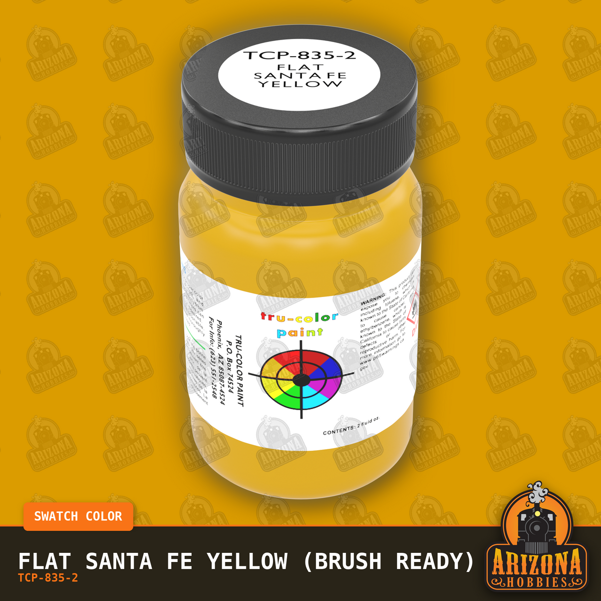 Flat Santa Fe YELLOW 2-oz bottle (Paint brush) Tru-Color Paint SPECIAL ORDER ONLY-with color swatch-Arizona Hobbies