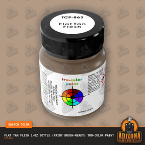 Flat TAN FLESH 1-oz bottle (Paint brush) Tru-Color Paint-with color swatch-Arizona Hobbies