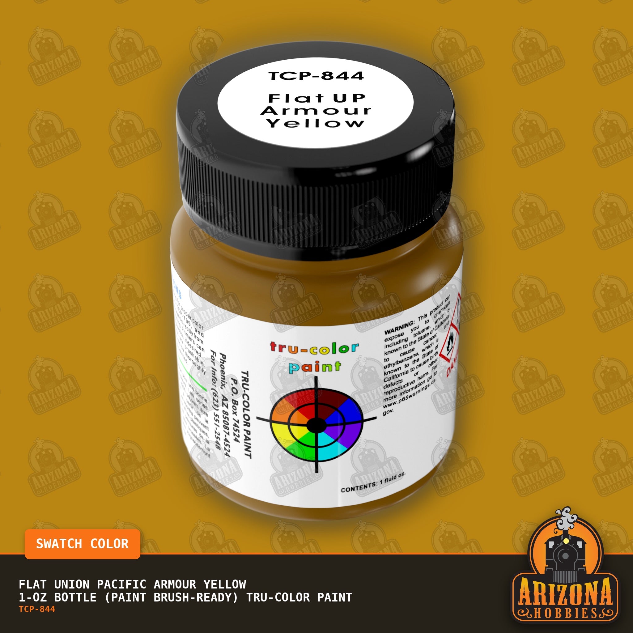 Flat Union Pacific ARMOUR YELLOW 1-oz bottle (Paint brush) Tru-Color Paint-with color swatch-Arizona Hobbies