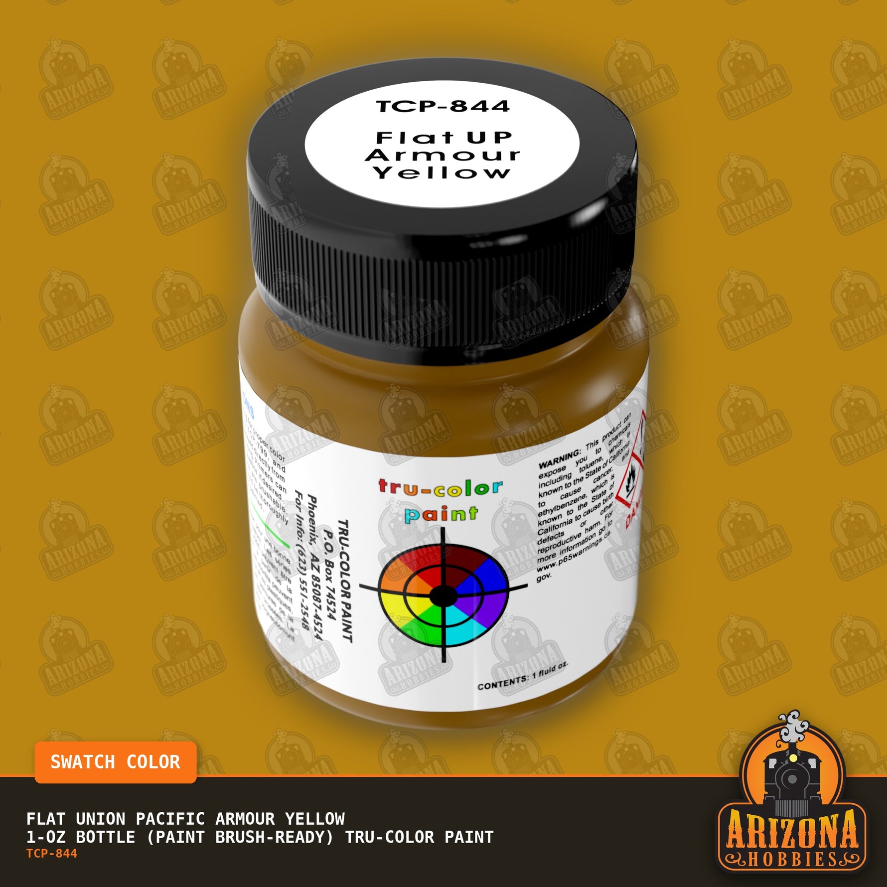 Flat Union Pacific ARMOUR YELLOW 1-oz bottle (Paint brush) Tru-Color Paint-with color swatch-Arizona Hobbies