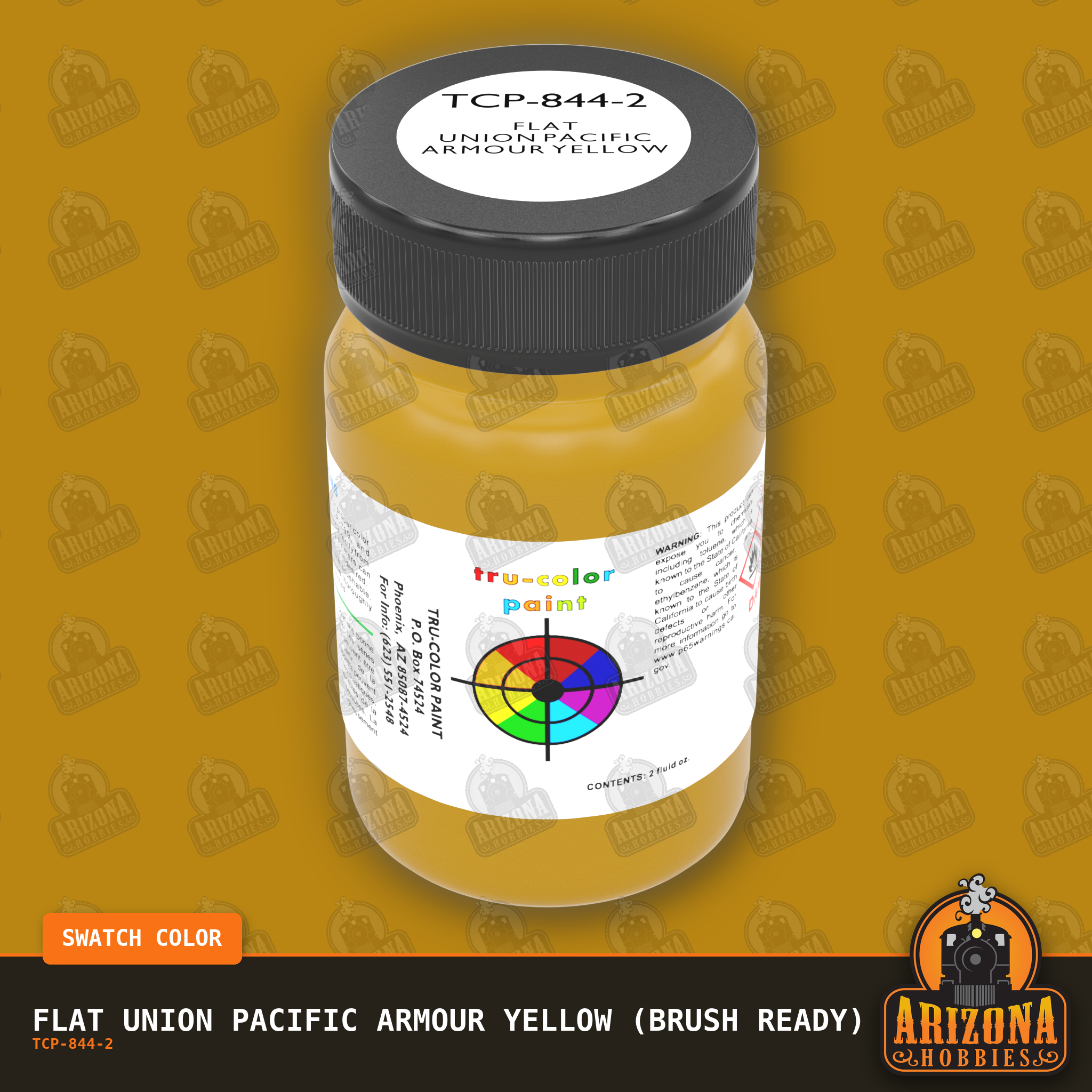 Flat Union Pacific ARMOUR YELLOW 2-oz bottle (Paint brush) Tru-Color Paint SPECIAL ORDER ONLY-with color swatch-Arizona Hobbies