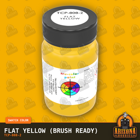 Flat YELLOW 2-oz bottle (Paint brush) Tru-Color Paint SPECIAL ORDER ONLY-with color swatch-Arizona Hobbies