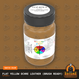 Flat YELLOW OCHRE LEATHER 2-oz bottle (Paint brush) Tru-Color Paint SPECIAL ORDER ONLY-with color swatch-Arizona Hobbies