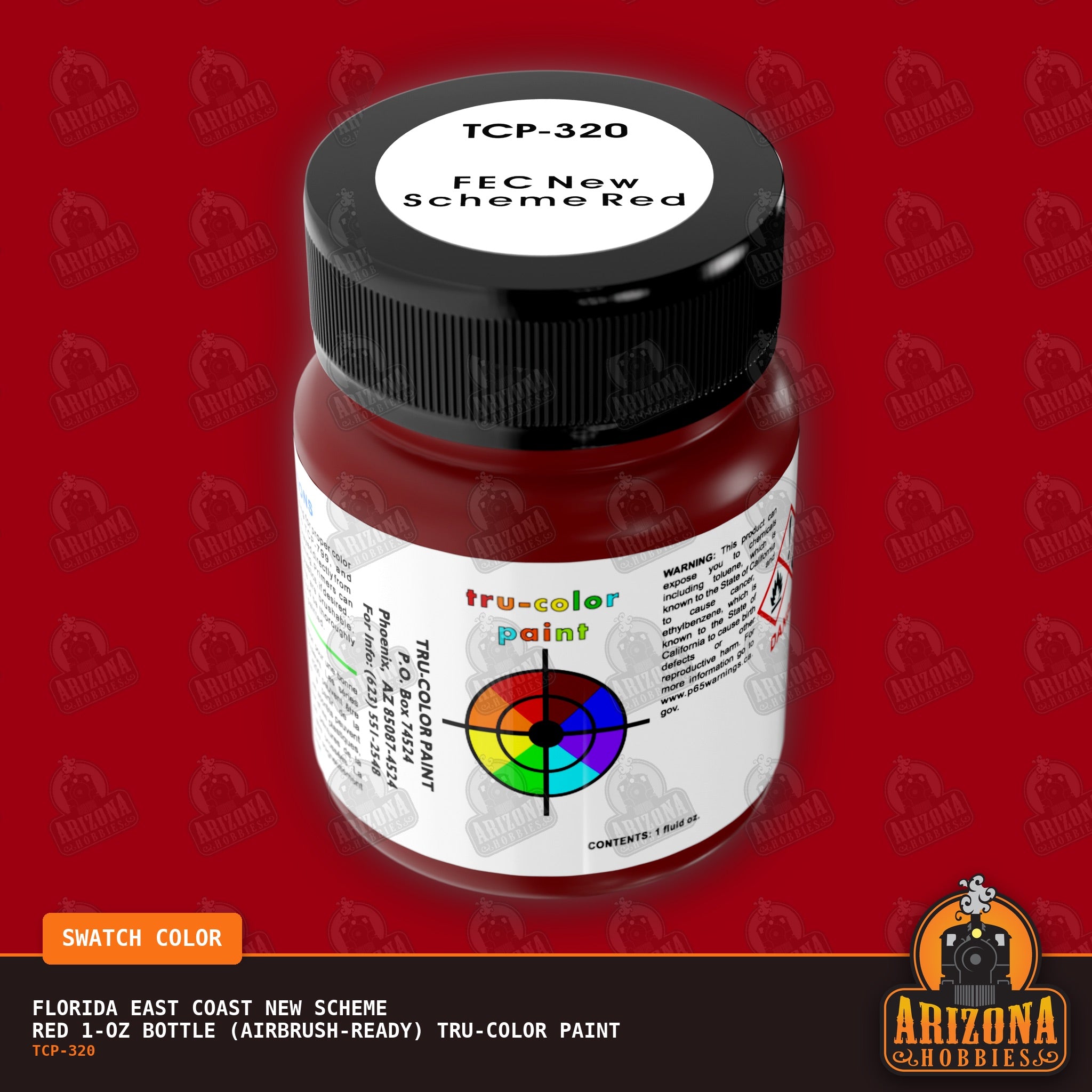 Florida East Coast NEW SCHEME RED 1-oz bottle (Air-brush) Tru-Color Paint-with color swatch-Arizona Hobbies