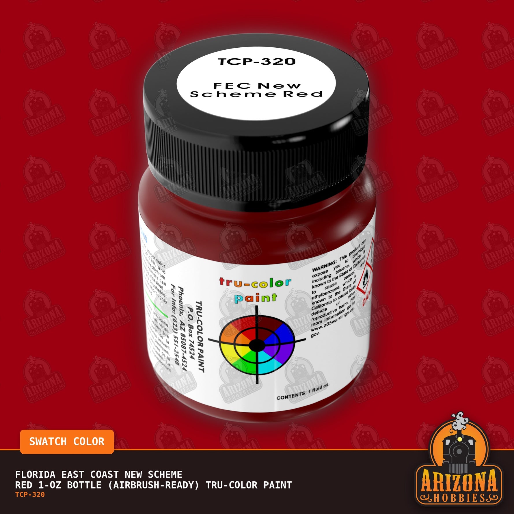 Florida East Coast NEW SCHEME RED 1-oz bottle (Air-brush) Tru-Color Paint-with color swatch-Arizona Hobbies