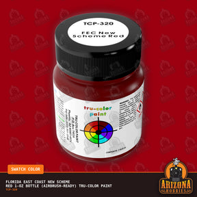 Florida East Coast NEW SCHEME RED 1-oz bottle (Air-brush) Tru-Color Paint-with color swatch-Arizona Hobbies