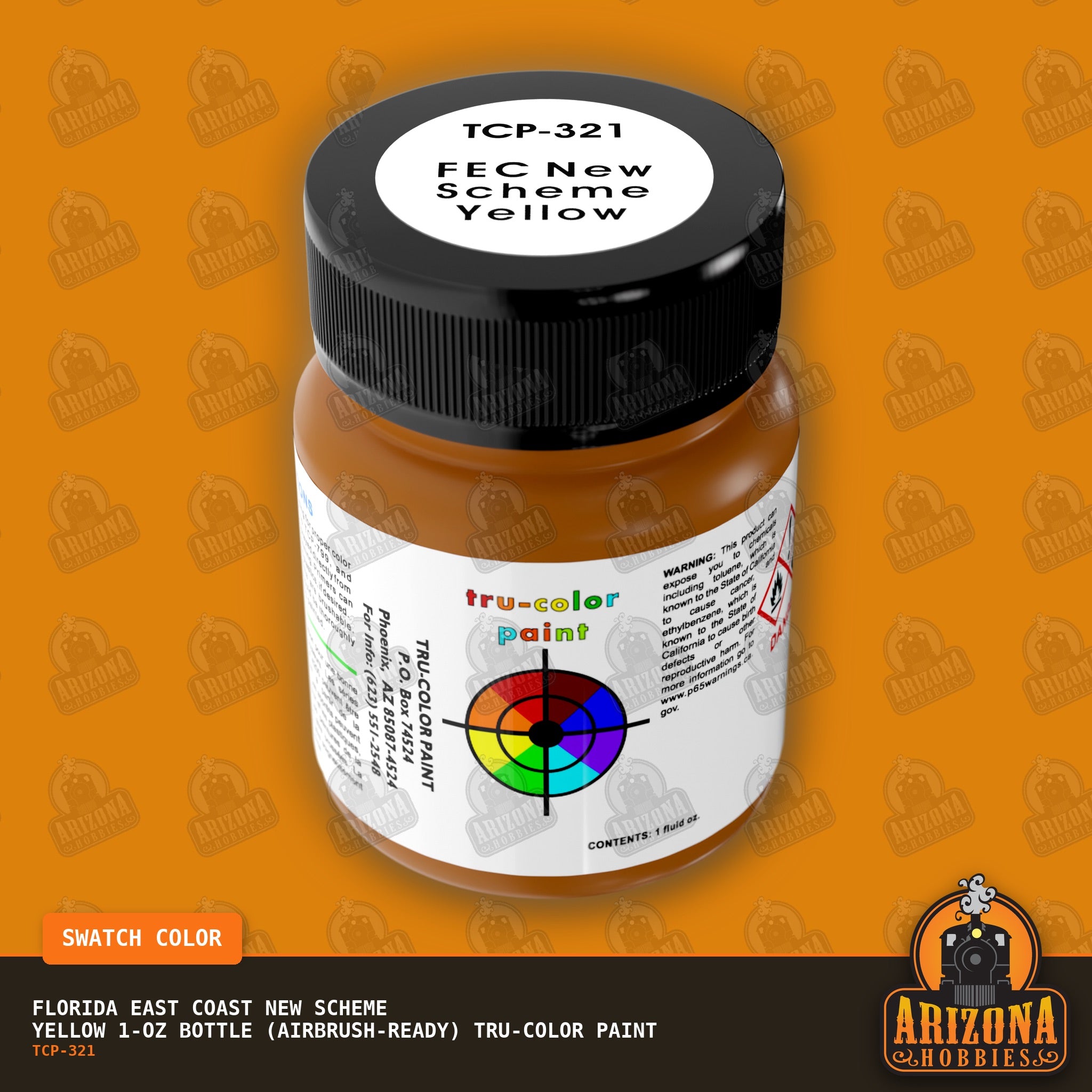 Florida East Coast NEW SCHEME YELLOW 1-oz bottle (Air-brush) Tru-Color Paint-with color swatch-Arizona Hobbies