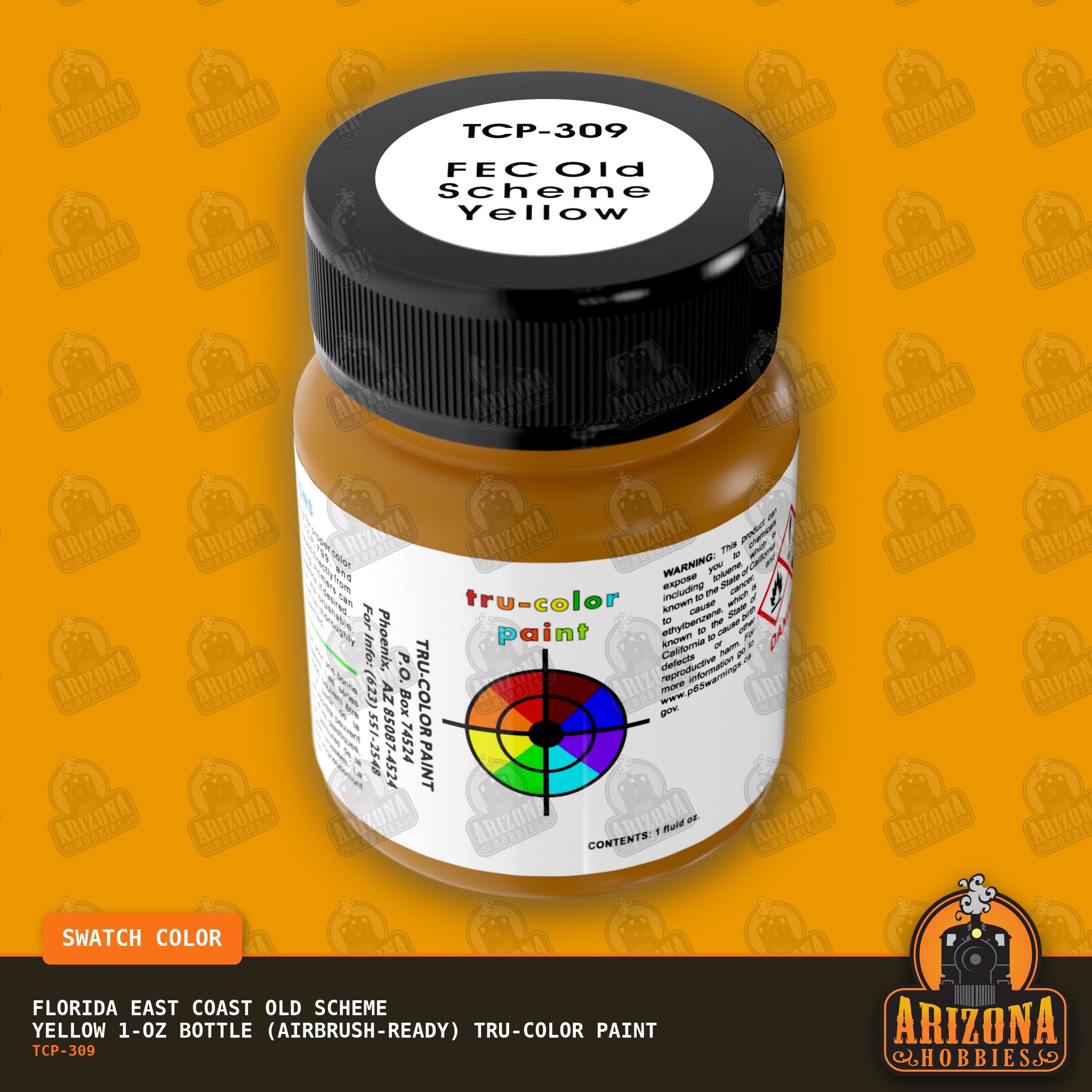 Florida East Coast OLD SCHEME YELLOW 1-oz bottle (Air-brush) Tru-Color Paint-with color swatch-Arizona Hobbies